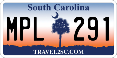 SC license plate MPL291
