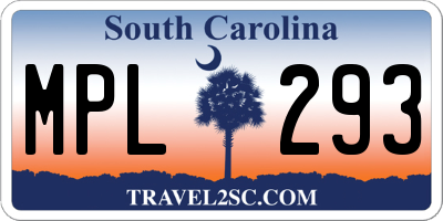 SC license plate MPL293