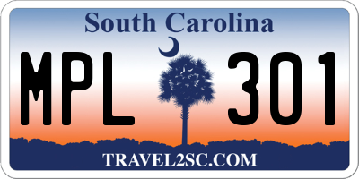 SC license plate MPL301