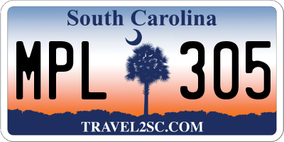 SC license plate MPL305