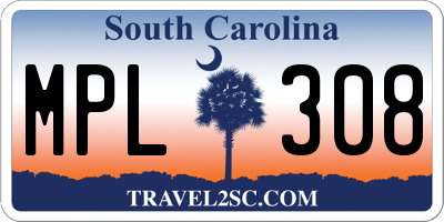 SC license plate MPL308