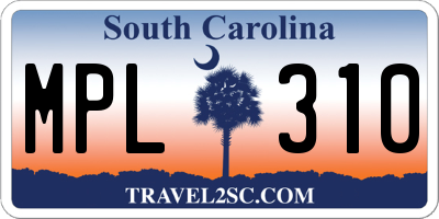 SC license plate MPL310