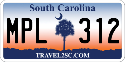 SC license plate MPL312
