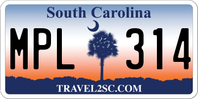 SC license plate MPL314