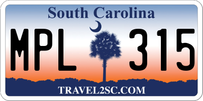 SC license plate MPL315
