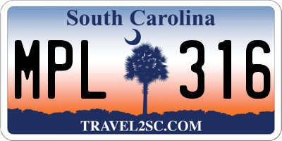 SC license plate MPL316