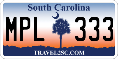 SC license plate MPL333