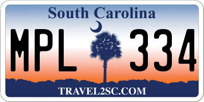 SC license plate MPL334