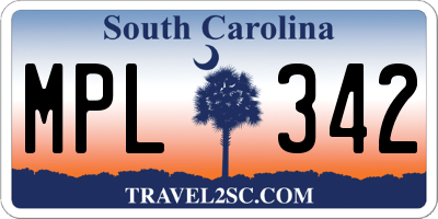 SC license plate MPL342