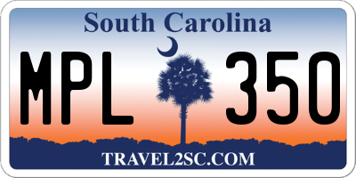 SC license plate MPL350
