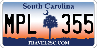 SC license plate MPL355