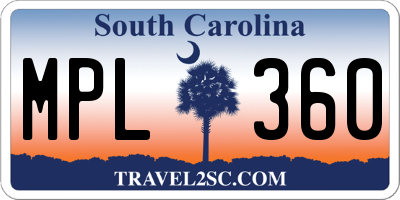 SC license plate MPL360