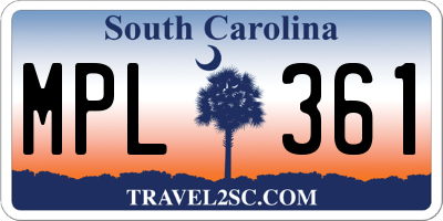 SC license plate MPL361