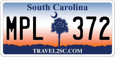 SC license plate MPL372