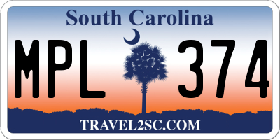 SC license plate MPL374