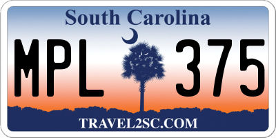 SC license plate MPL375