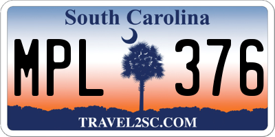 SC license plate MPL376