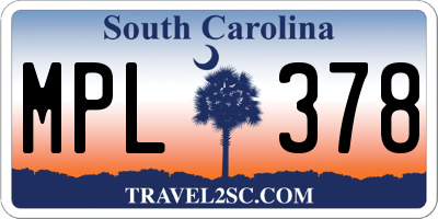 SC license plate MPL378