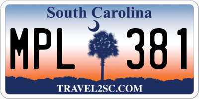 SC license plate MPL381