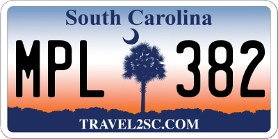 SC license plate MPL382