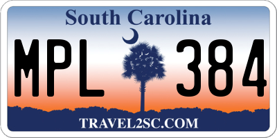 SC license plate MPL384