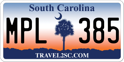 SC license plate MPL385