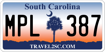 SC license plate MPL387