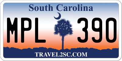 SC license plate MPL390