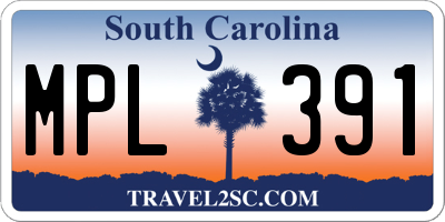 SC license plate MPL391