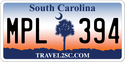 SC license plate MPL394