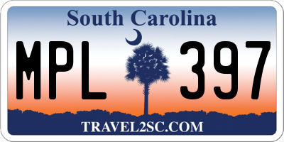 SC license plate MPL397