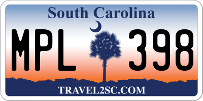 SC license plate MPL398