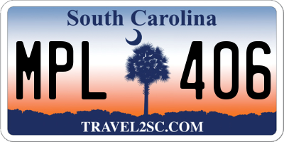 SC license plate MPL406