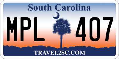 SC license plate MPL407