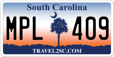 SC license plate MPL409