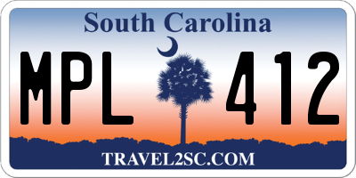 SC license plate MPL412