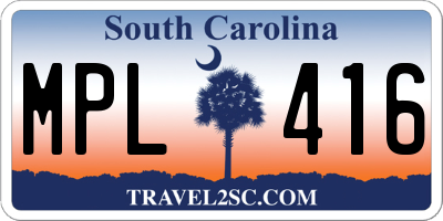 SC license plate MPL416