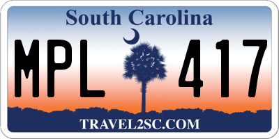 SC license plate MPL417