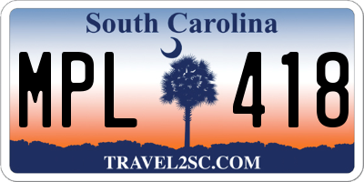 SC license plate MPL418