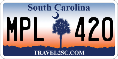 SC license plate MPL420