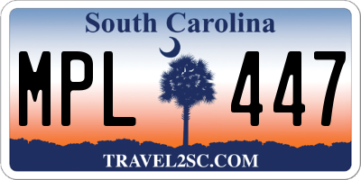 SC license plate MPL447