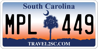 SC license plate MPL449