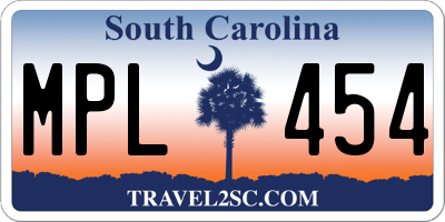SC license plate MPL454