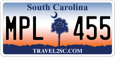 SC license plate MPL455