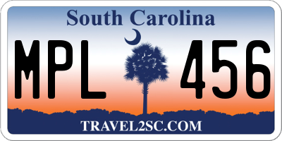SC license plate MPL456