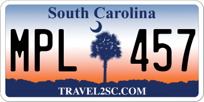 SC license plate MPL457