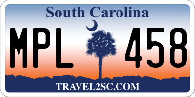 SC license plate MPL458
