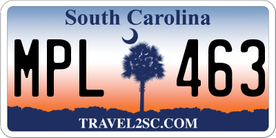 SC license plate MPL463