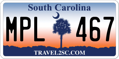 SC license plate MPL467
