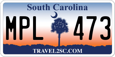 SC license plate MPL473